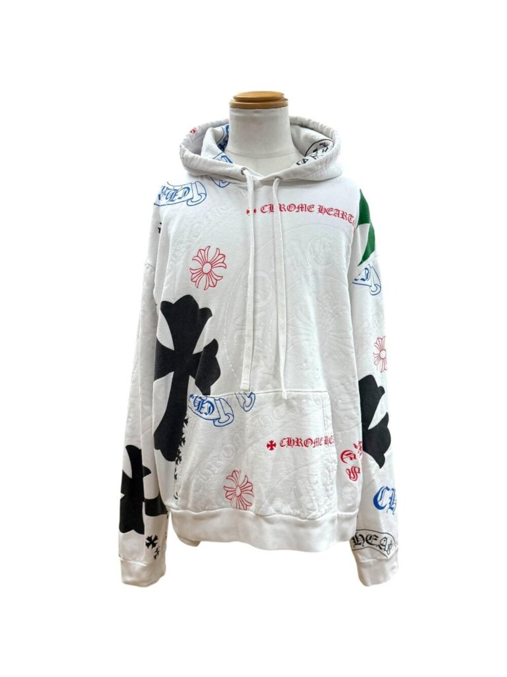 Chrome Hearts Cotton Stencil Print Hooded Pullover Hoodie White Multi XL